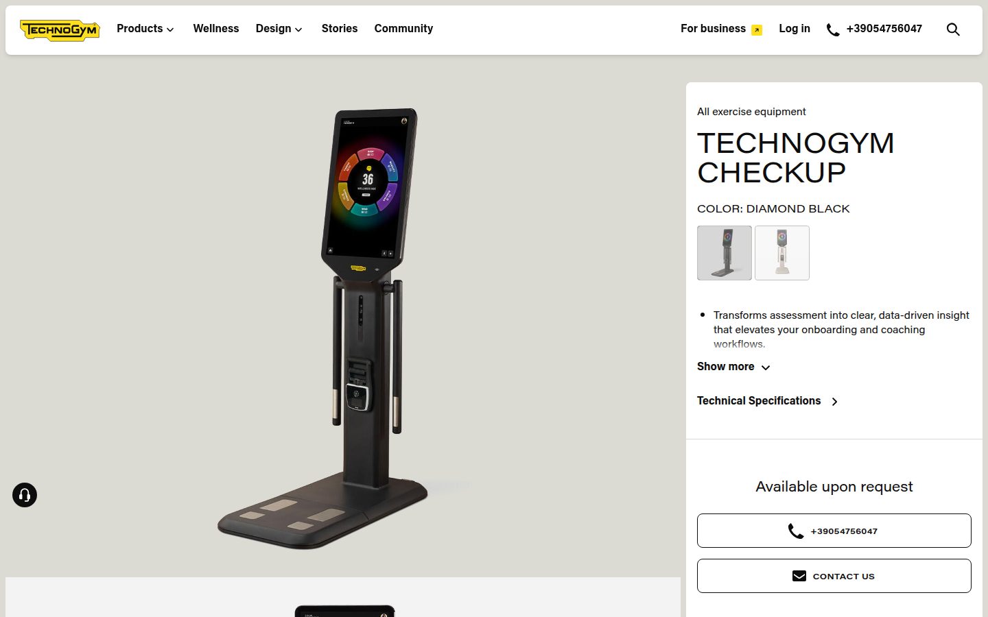 Technogym Checkup, страница производителя